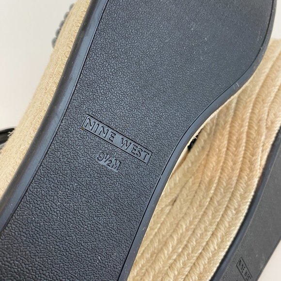 Nine West Wedge Sandal Size 9.5 Platform Ninnia Square Toe Espadrille Buckle New - Picture 6 of 7